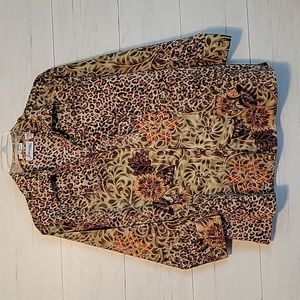 Vintage | Joanna Floral Cheetah Print Button Up | Large